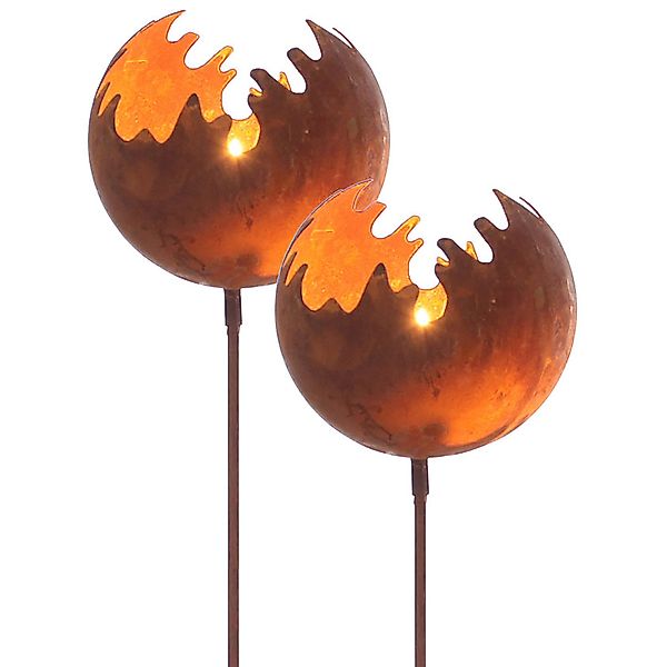 Spetebo Gartenstecker 2x Metall Gartenstecker Naturrost günstig online kaufen