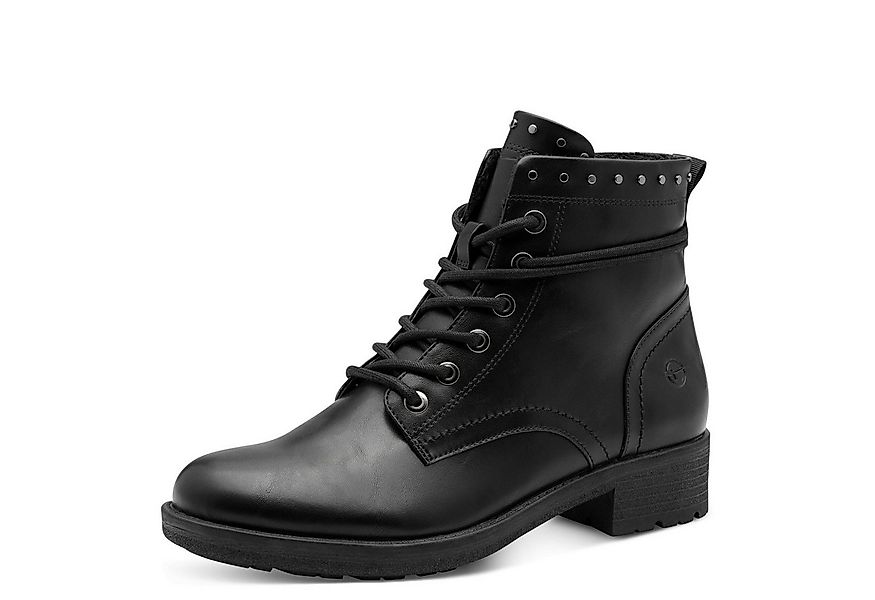 Tamaris Schnürstiefelette, Blockabsatz, Schnürboots mit Nieten am Schaftran günstig online kaufen