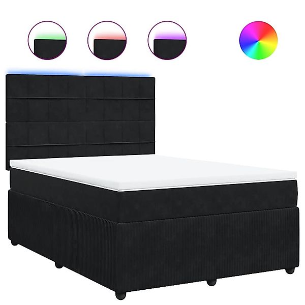 vidaXL Boxspringbett mit Matratze Schwarz 140x190 cm Samt 3294636 günstig online kaufen
