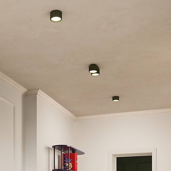 Deckenleuchte RIBLA, olivgrün, Ø 10 cm, Metall, GX53 günstig online kaufen