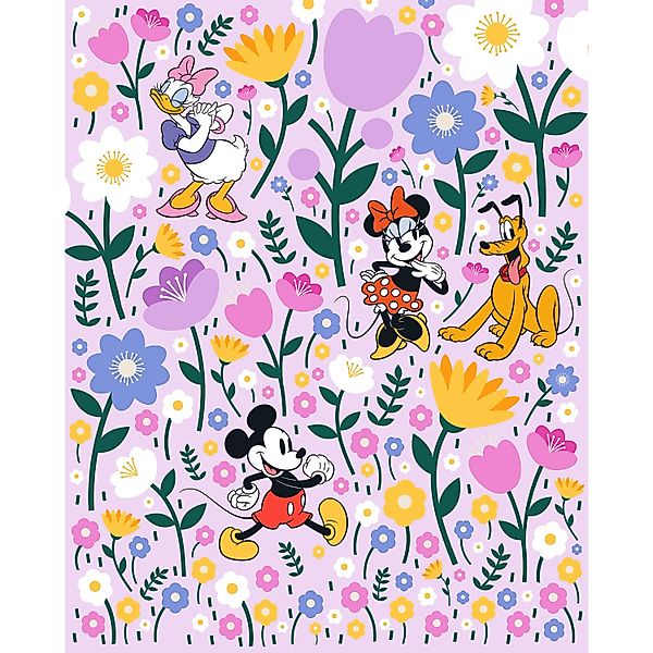 Komar Vlies Fototapete Disney Mickey und Minnie Mouse Botanical Spring Bunt günstig online kaufen
