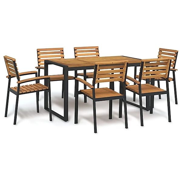 vidaXL 7-Tlg Garten-Essgruppe Massivholz Akazie und Metall 3155407 günstig online kaufen