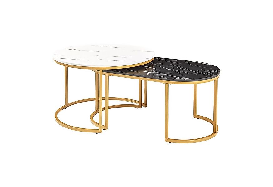 en.casa Satztisch (2er Set), »Oppeerg« Couchtisch Metallgestell Marmoroptik günstig online kaufen