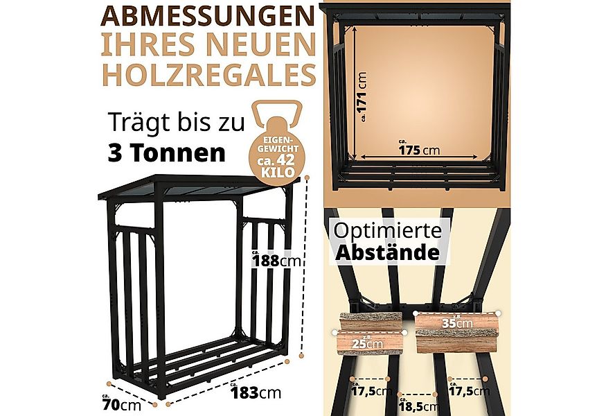 LAWA Living and Lifestyle Kaminholzregal außen mit Dach Unterstand Holz Met günstig online kaufen