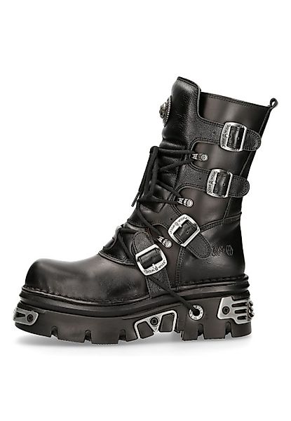 New Rock M-373-S4 Ankleboots Edle Schwarzleder-Stiefel günstig online kaufen