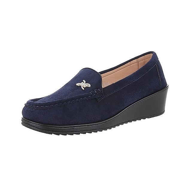 Ital-Design Damen Mokassins Freizeit Slipper (87214384) Keilabsatz/Wedge Mo günstig online kaufen