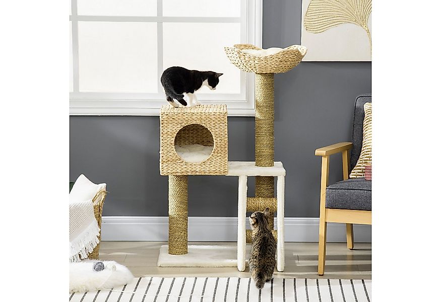 PawHut Kratzbaum 100,5 cm Katzenbaum mit Katzenhöhle, Bett, Treppe, für Kat günstig online kaufen