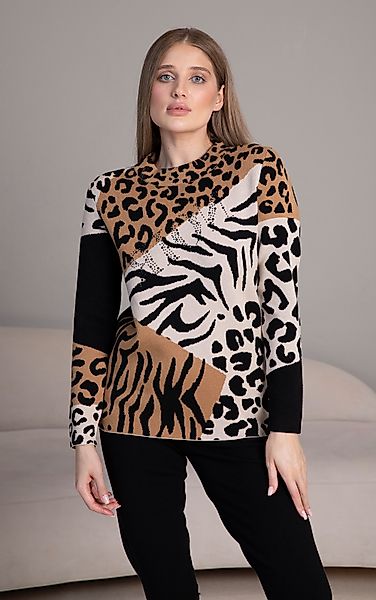 Passioni Strickpullover in Tiermuster Mix und günstig online kaufen