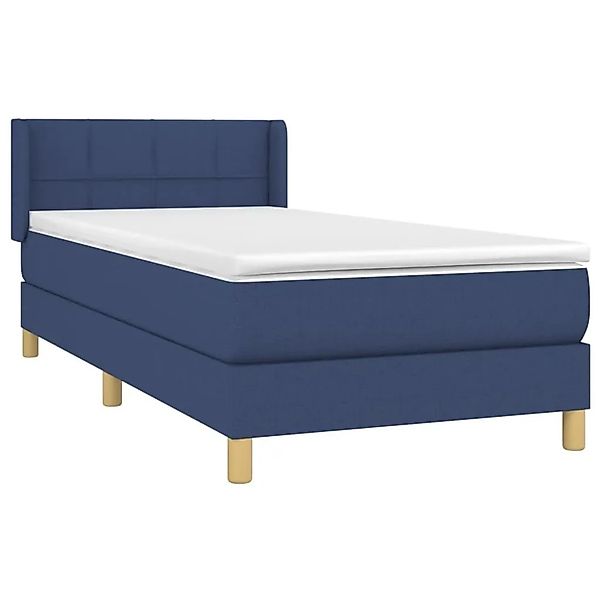vidaXL Boxspringbett mit Matratze Blau 90x200 cm Stoff 3130247 günstig online kaufen