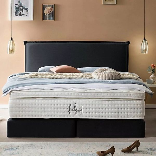 BettCo Boxspringbett London (in Schwarz Webstoff, 140 x 200 cm), Kopfteil m günstig online kaufen