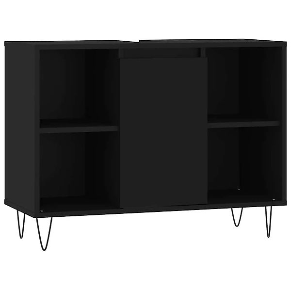 vidaXL Badschrank Schwarz 80x33x60 cm Holzwerkstoff 831629 günstig online kaufen