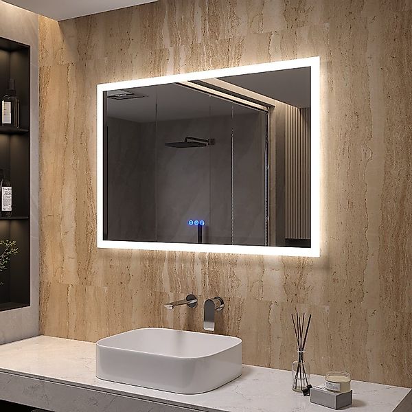 AQUALAVOS Badspiegel LED Wandspiegel 100x70 cm günstig online kaufen
