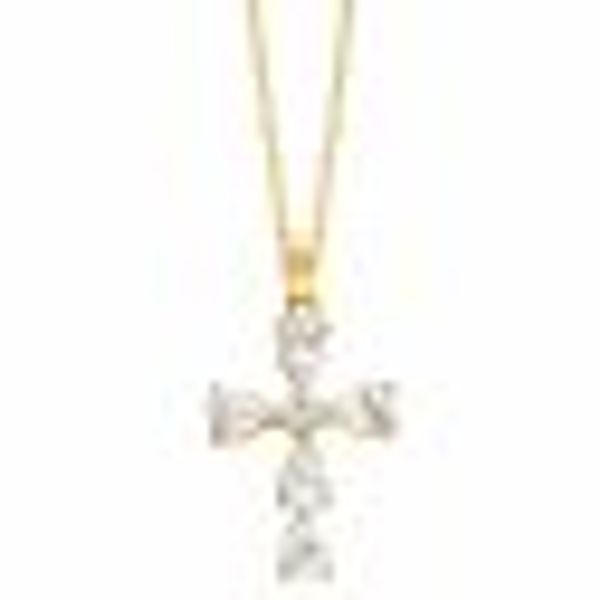 Anhänger mit Kette 925 Silber vergoldet Kreuz Zirkonia weiß günstig online kaufen