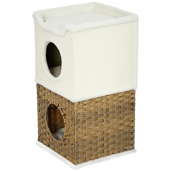PawHut Kratztonne 75,5 cm Hoch dreistöckige Katzentonne mit Plüschrand, Kis günstig online kaufen