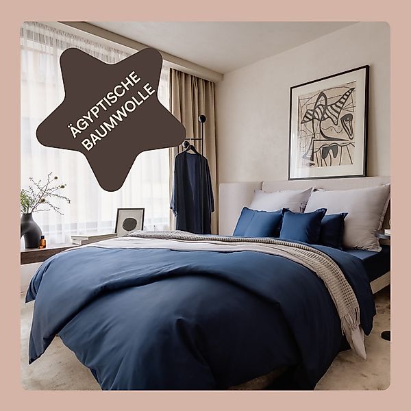 Amqua Bettwäsche Luxus Mako Satin, 100% ägyptische Baumwolle Premium Bettwä günstig online kaufen