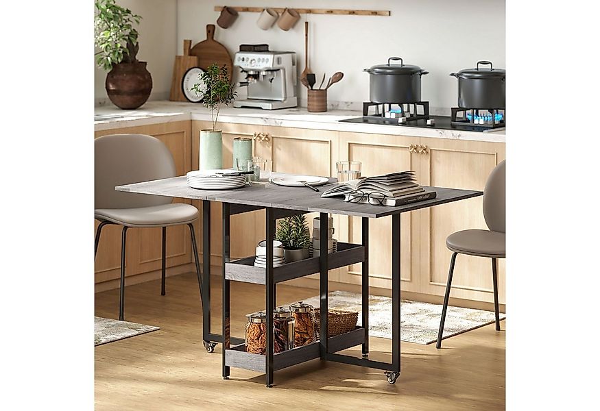 HOMCOM Klapptisch Esstisch Klappbar für 2-4 Personen mit 2 Offenen Ablagen günstig online kaufen