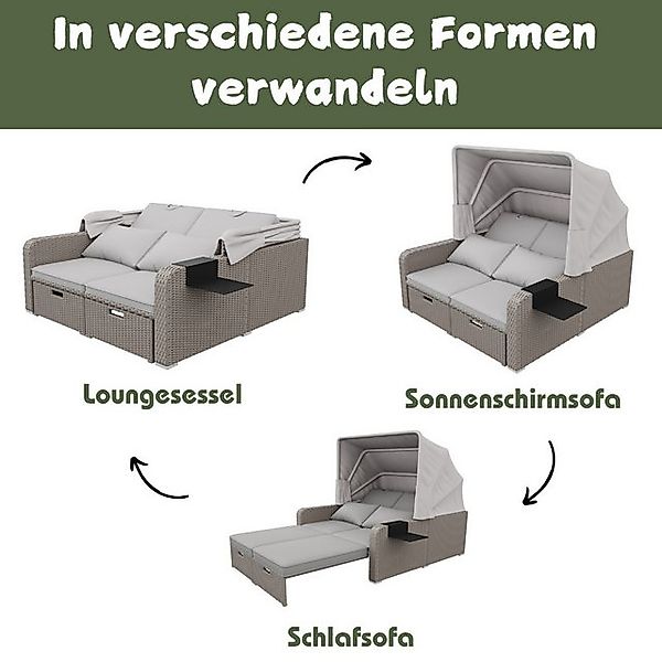 Fanttik Loungebett Terrassenmöbel Balkonmöbel-Set,Polyrattan Gartenmöbel fü günstig online kaufen