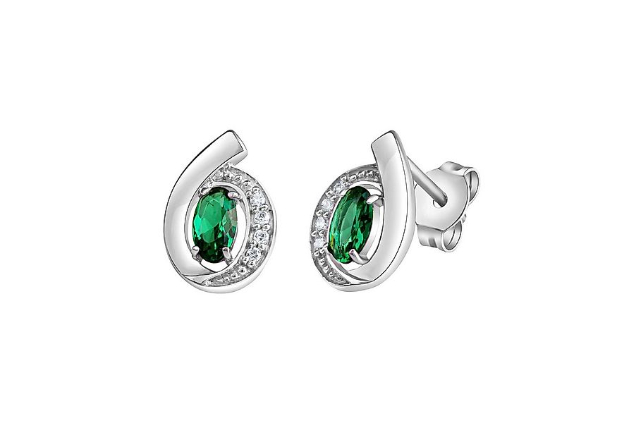 Vivance Paar Ohrstecker 925-Sterling Silber rhodiniert synth.Smaragd und Zi günstig online kaufen