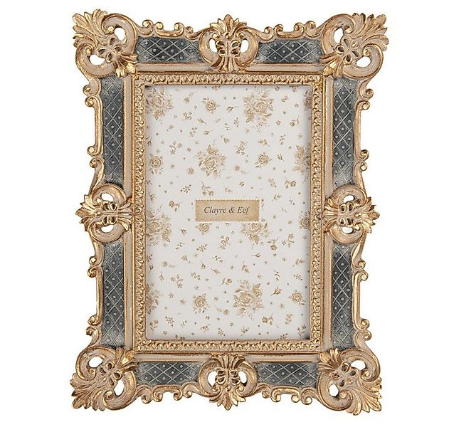 Clayre & Eef Bilderrahmen Bilderrahmen barock in gold-grau vintage 10 x 15 günstig online kaufen