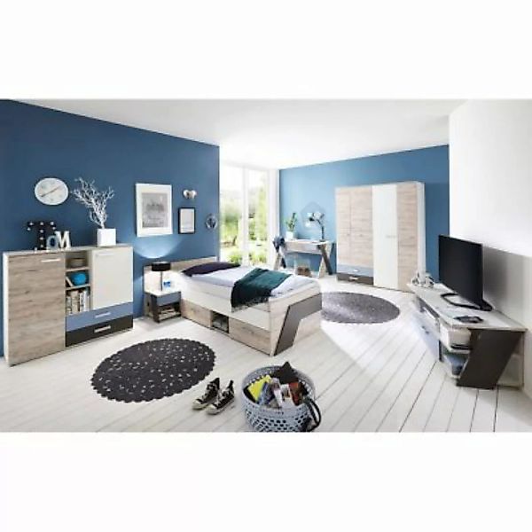 Lomadox Jugendzimmer Set mit Schreibtisch 6-teilig LEEDS-10 in Sandeiche Nb günstig online kaufen