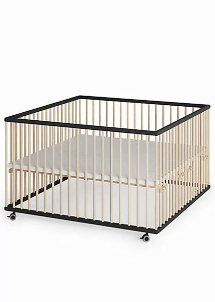 Sämann Babybett Laufgitter 120x120 cm schwarz/natur Premium Kollektion Lauf günstig online kaufen