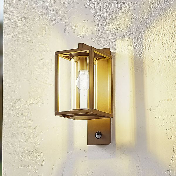 Lucande Außenwandlampe Ferda, Sensor, hängend, bronze, E27 günstig online kaufen