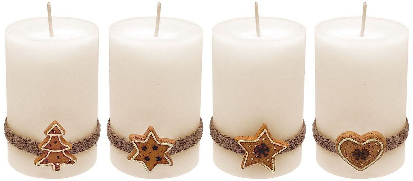ZauberDeko Adventskerze 4 Adventskerzen Kerzen Stumpenkerzen Creme Kekse We günstig online kaufen