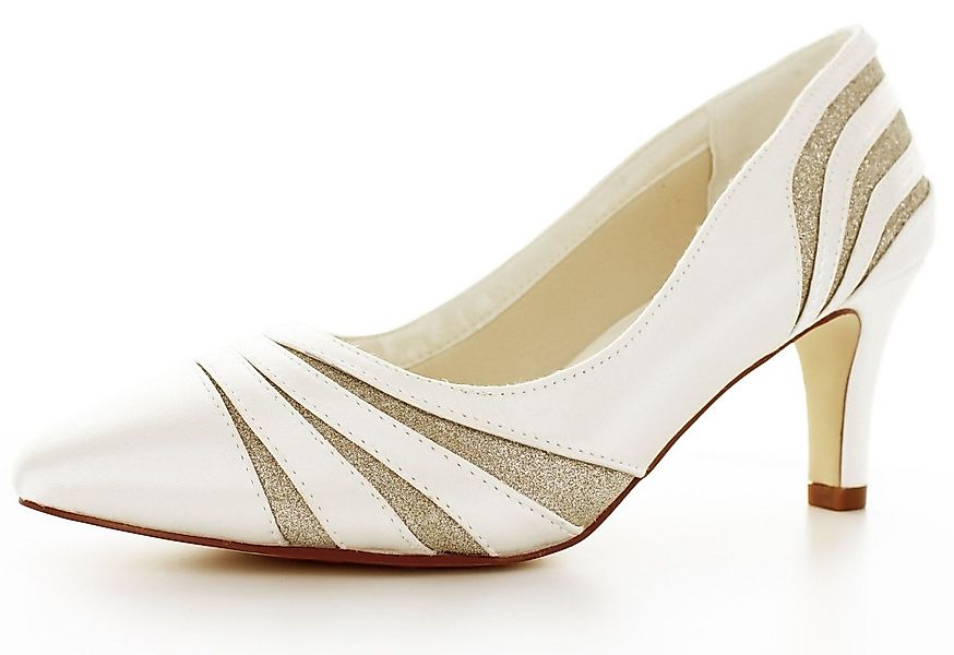 White Lady 882 ivory-champagner - Satin- Glitter Brautschuhe Pumps günstig online kaufen