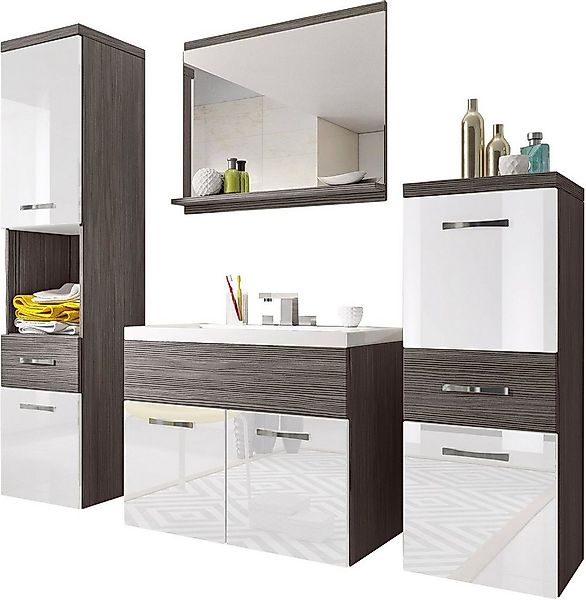welltime Badmöbel-Set ELDA, (Komplett-Set, 5-St), Waschtisch inkl. Waschbec günstig online kaufen