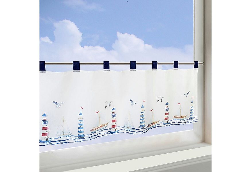 Delindo Lifestyle Scheibengardine Leuchttürme maritim, 45x120 cm, für Küche günstig online kaufen