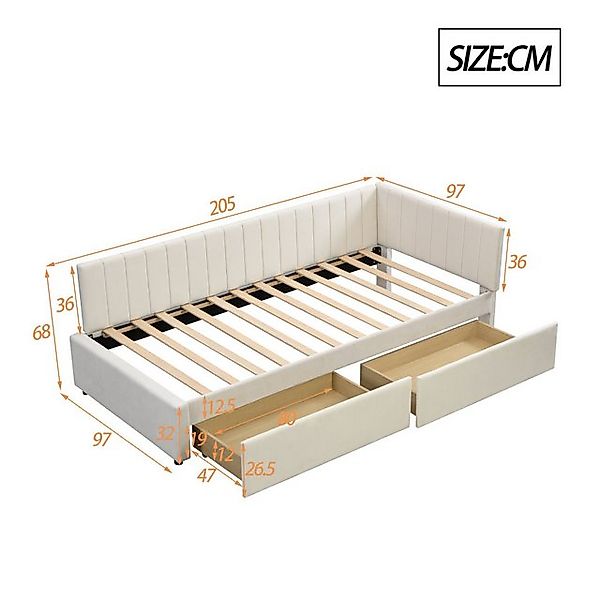 STILVORA Daybett 90×200 Schlafsofa Polsterbett mit Stauraum,Bettgestell ohn günstig online kaufen