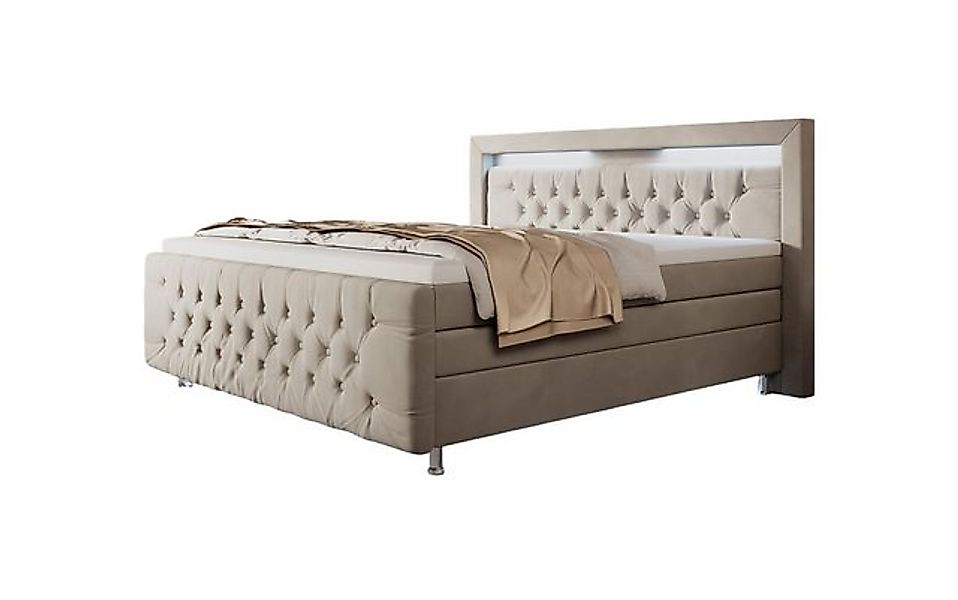Luxusbetten24 Boxspringbett Lorena, mit LED-Beleuchtung und Stauraum günstig online kaufen
