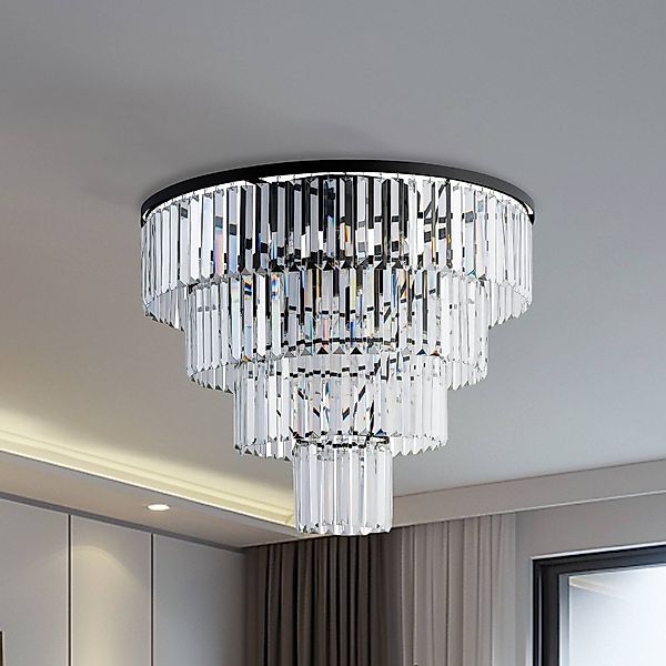 Deckenleuchte Cristal, transparent/schwarz, Ø 71cm günstig online kaufen