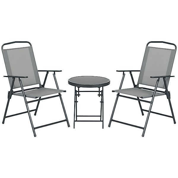 Outsunny Gartenmöbel-Set Metall Netzstoff 53 5L x 64B x 93H cm Hellgrau günstig online kaufen