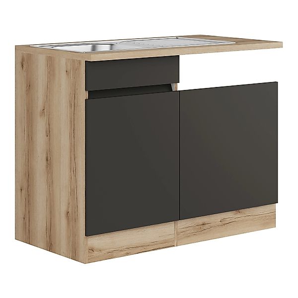 Optifit Spülenunterschrank m. Einbauspüle 110cm Noah420 Anthra. WildEiche N günstig online kaufen