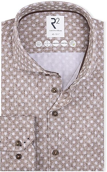 R2 Hemd Sorona Flower Druck Beige - Größe 43 günstig online kaufen