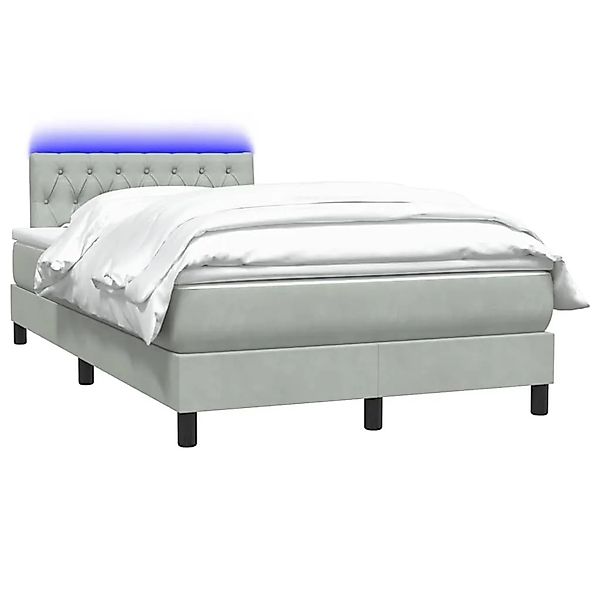 vidaXL Boxspringbett mit Matratze & LED Hellgrau 120x210 cm Samt 3317163 günstig online kaufen