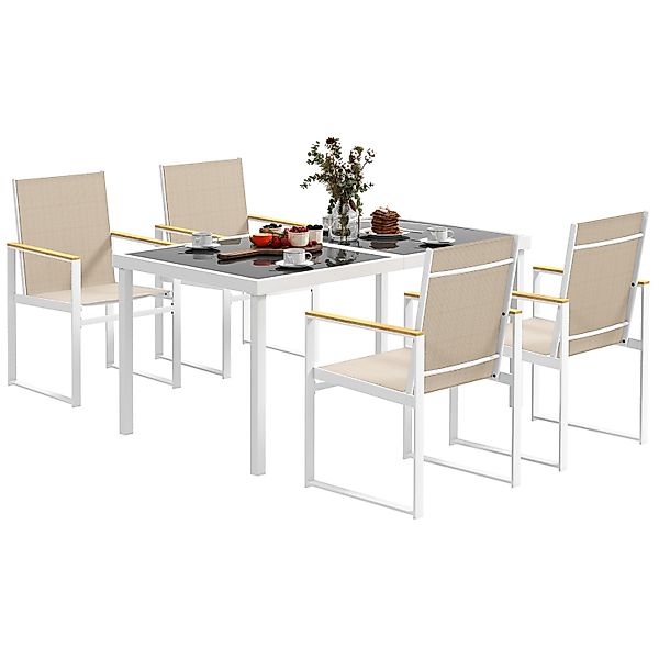 Outsunny Gartentisch Set  Stahl Kunststoff Mehrfarbig 150L x 87B x 72H cm günstig online kaufen