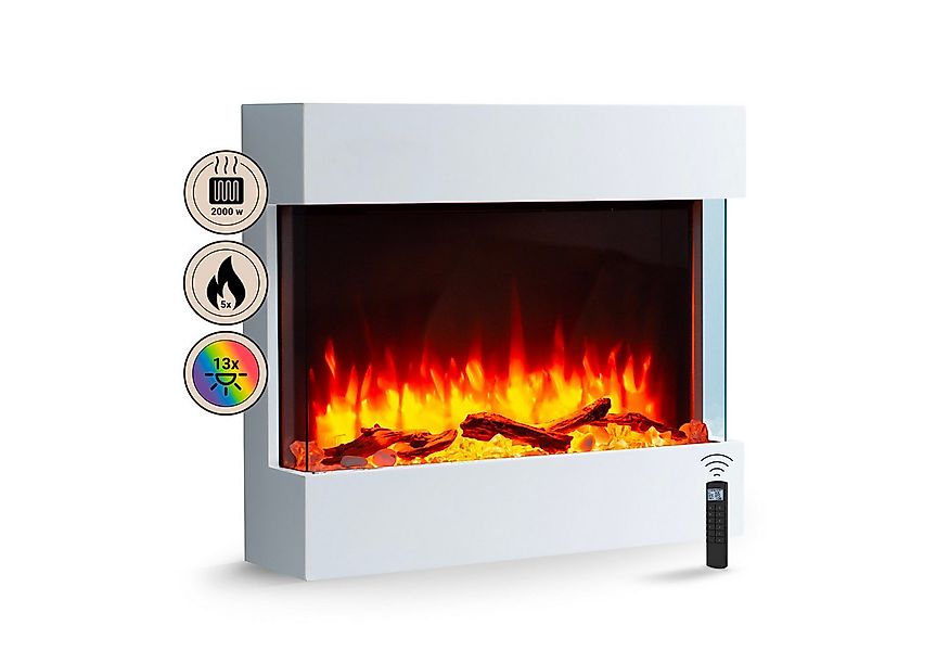 Balderia Elektrokamin BALDERIA Alva - Wandkamin, 2000 W - Weiß, 3D-Flammene günstig online kaufen