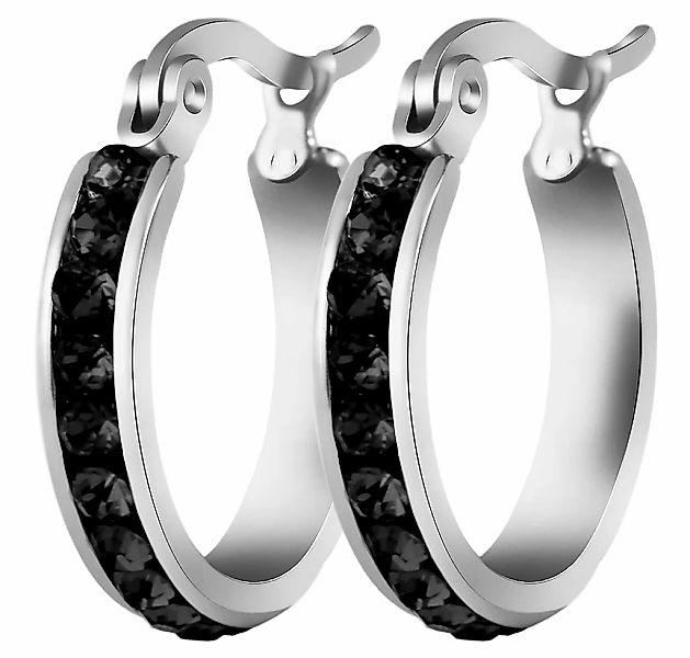 Adelia´s Paar Creolen "Damen Ohrringe – Creole aus Edelstahl mit Strass Ste günstig online kaufen