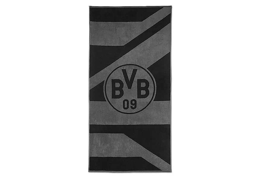 BVB Handtuch BVB Duschtuch grau/schwarz 70x140 cm, Baumwolle (Packung, 1-St günstig online kaufen