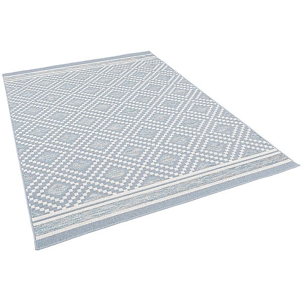 Pergamon In & Outdoor Teppich Flachgewebe Ottawa Rauten Blau 120x170cm günstig online kaufen