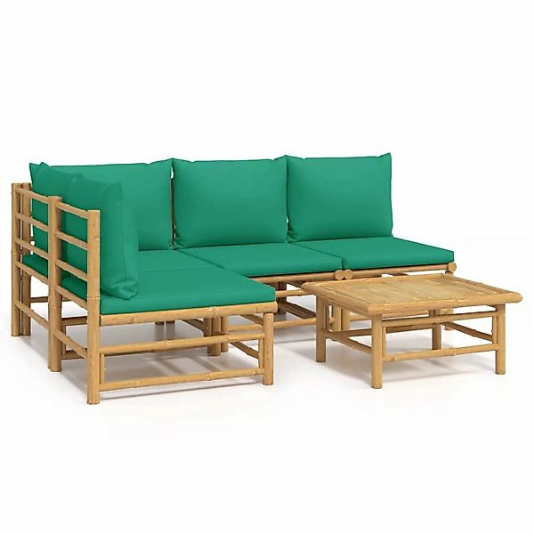 vidaXL Gartenlounge-Set 5-tlg. Garten-Lounge-Set mit Grünen günstig online kaufen