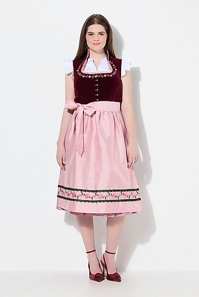 Ulla Popken Dirndl Samt-Dirndl Stickerei Carré-Ausschnitt ärmellos günstig online kaufen