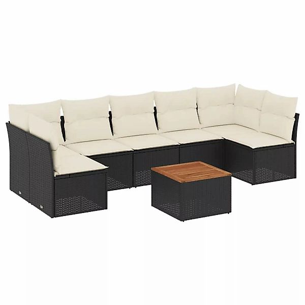 vidaXL 8-tlg Garten-Sofagarnitur mit Kissen Schwarz Poly Rattan Modell 104 günstig online kaufen