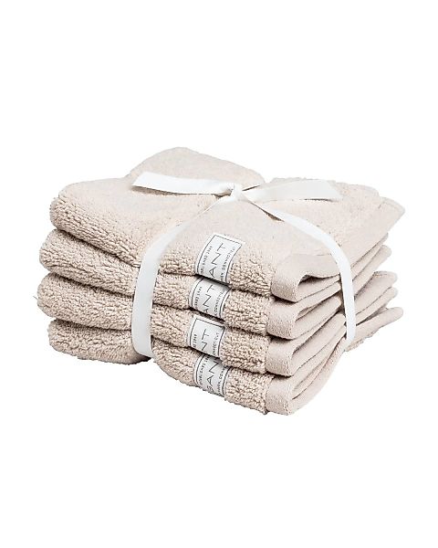 GANT Gästetuch, Organic Premium Towel, 4er Pack - 30x30 cm, Frottee Beige günstig online kaufen