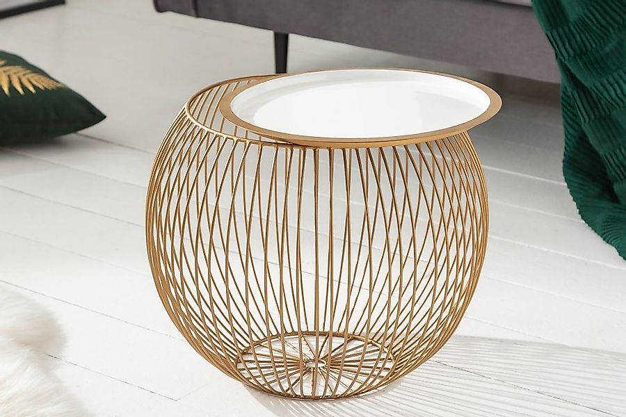 riess-ambiente Couchtisch STORAGE Ø40cm gold / weiß · abnehmbares Tablett ( günstig online kaufen
