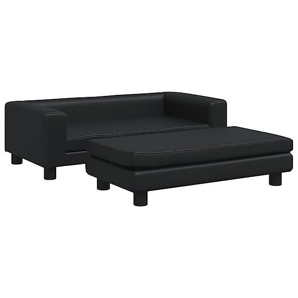 vidaXL Kindersofa Kindersofa mit Hocker Schwarz 100x50x30 cm Kunstleder Kin günstig online kaufen