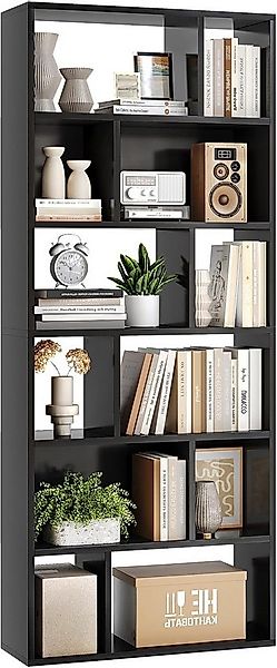 MSMASK Bücherregal Freistehend Bücherschrank mit 6 Ebenen und 12 offenen Fä günstig online kaufen
