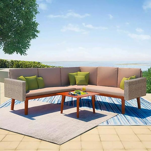 4-tlg. Garten-lounge-set Mit Auflagen Poly Rattan Grau günstig online kaufen